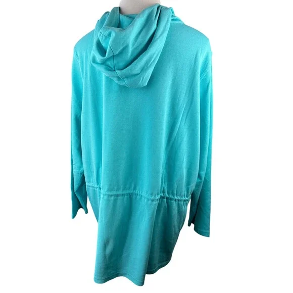 Belle by Kim Gravel Perfect Pique Haute Zip Anorak Aqua Blue Womens Plus Size 4X - Picture 11 of 14